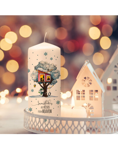 Adventskerze Kerze Advent Winter Schneebaumhaus Schneemann Schneeflocken Spruch Snowflakes Weihnachten Deko Geschenk ak05