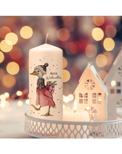 Adventskerze Kerze Advent Winter Ente Gans und Spruch magische Weihnachten Deko Geschenk ak08