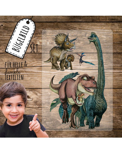 Bügelbilder Dinosaurier Brachiosaurus Dinos Dino Set in A5 Applikation Kissen Shirt Taschen Bügelbild Bügelmotiv Patch Aufbügelbilder bb241