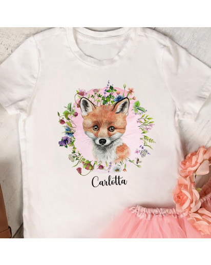 Bügelbilder Fuchs Blumenkranz in A5 A4 Bogen Wunschname Name Applikation Kissen Shirt Bügelbild Bügelmotiv Patch auch dunkle Textilien bb267