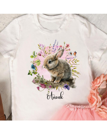 Bügelbilder Hase Häschen Blumenkranz in A5 A4 Bogen Wunschname Name Applikation Kissen Shirt Bügelbild Bügelmotiv Patch auch dunkle Textilien bb270