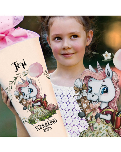 Bügelbilder für Schultüte Zuckertüte Einhorn unicorn Schulranzen in A3 A4 A5 Applikation Bügelbild Bügelmotiv Patch Aufbügelbilder bbs08