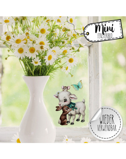 Mini Fensterbild Hase Häschen Ziege Lämmchen Schmetterlinge wiederverwendbar Fensterdeko Fensterbilder Frühling Deko Dekoration bf122mini