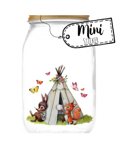 Mini Sticker Aufkleber Eichhörnchen Hase mit Zelt Schmetterlinge - wiederverwendbar - Fensterdeko Fensterbilder Frühling Deko Dekoration bf48mini