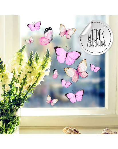 Fensterbild Schmetterlinge rosa -WIEDERVERWENDBAR- Fensterdeko Fensterbilder Frühling Frühlingsdeko Deko Dekoration bf55
