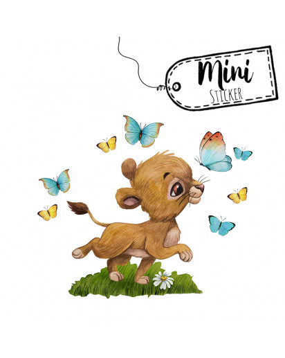 Mini Sticker Aufkleber Löwe Löwenbaby Junge Schmetterlinge - wiederverwendbar - Fensterdeko Fensterbilder Frühling Frühlingsdeko Deko Dekoration bf65mini