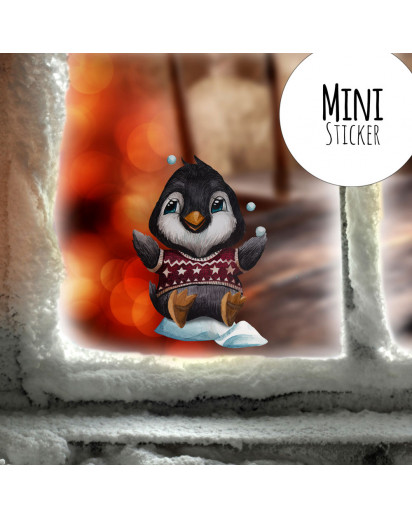 Mini-Fensterbild Weihnachtsdeko Weihnachten Pinguin Schneeflocken -wiederverwendbar- Fensterdeko Winter Fensterbilder Kinder bf79mini