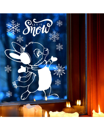 Vorlage Fensterbild Kreidefensterbild Chalky Markers Schneeflocken Hase Schneehase Deko Weihnachten Fensterdeko Fensterbilder ch6