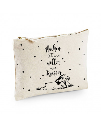 Canvas Pouch Tasche mit Faultier & Spruch Machen ist wie wollen nur krasser Waschtasche Kulturbeutel individuell bedruckt cl15