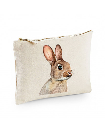 Canvas Pouch Tasche mit süßen Hasen Kaninchen Waschtasche Kulturbeutel individuell bedruckt cl23