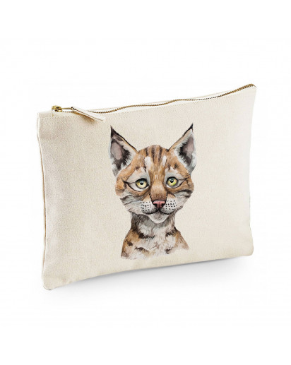 Canvas Pouch Tasche mit Luchs Waschtasche Kulturbeutel individuell bedruckt cl26