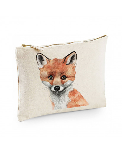 Canvas Pouch Tasche mit Fuchs Waschtasche Kulturbeutel individuell bedruckt cl30