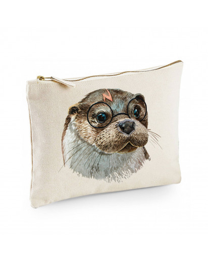 Canvas Pouch Tasche Harry Otter mit Brille Waschtasche Kulturbeutel Kosmetiktasche Basteltasche individuell bedruckt cl47