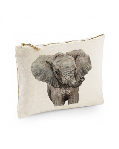 Canvas Pouch Tasche Elefant Waschtasche Kulturbeutel Kosmetiktasche individuell bedruckt cl52