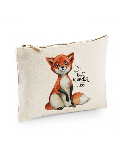 Canvas Pouch Tasche Fuchs Spruch Du bist wundervoll Waschtasche Kulturbeutel Kosmetiktasche individuell bedruckt cl60