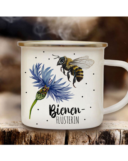 Emaille Becher Camping Tasse Biene Bienchen Kornblume Spruch Bienenflüsterin Bienen Flüsterin Kaffeetasse Geschenk eb647
