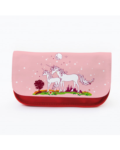 Federtasche Kosmetiktasche Einhorn Einhörner mit Sternen f073 Pencil case cosmetic bag unicorn with stars f073