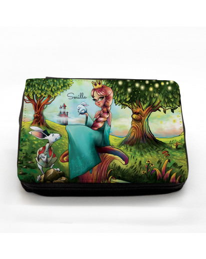 Gefüllte Federtasche Prinzessin im Zauberwald mit Wunschnamen fm038 Filled pencil case princess in magic forest with desired name fm038