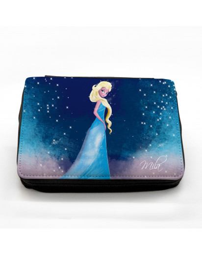 Gefüllte Federtasche Prinzessin mit Sternenhimmel und Wunschnamen fm039 Filled pencil case frozen princess with starry sky and desired name fm039