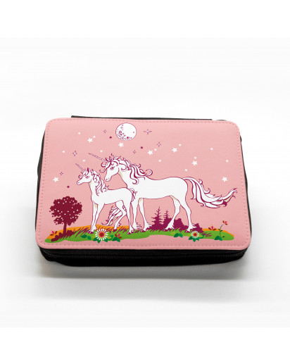 Hauptbild gefüllte Federtasche Einhörner auf Wiese Nachthimmel filled pencil case unicorns on meadow starlit sky