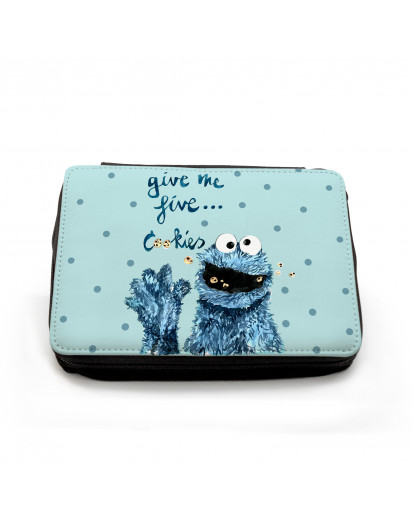 Gefüllte Federtasche Cookiemonster Kekse Krümel mit Punkten Filled pencil case cookiemonster cookies with dots fm055