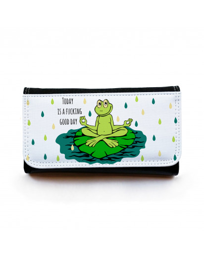 Portemonnaie große Geldbörse Brieftasche Yogafrosch mit Spruch today is a .... gbg022 Wallet big purse billfold frog with saying today is a .... gbg022