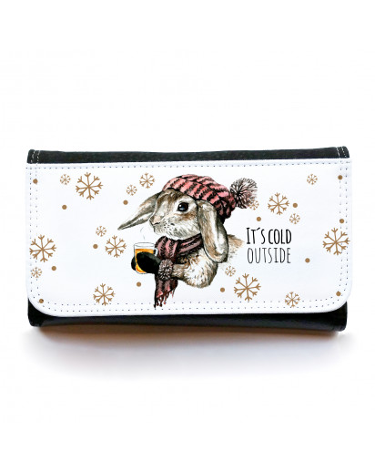 Portemonnaie große Geldbörse Brieftasche Hase Kaninchen mit Spruch It´s cold outside gbg028 Wallet big purse billfold bunny with saying it´s cold outside gbg028