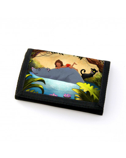 Portemonnaie Geldbörse Dschungeltiere Dschungel mit wildem Jungen Bär und Panther wallet purse billfold jungle animals with wild boy bear and panther gf51