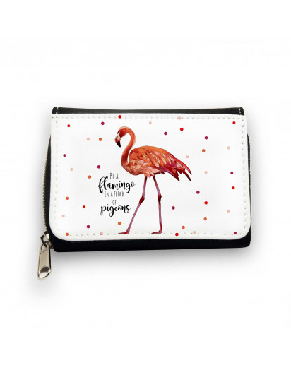 Geldbörse Flamingo mit Punkten und Spruch be a flamingo in a flock of pigeons Wallet flamingo with dots and quote be a flamingo in flock of pigeons gk081