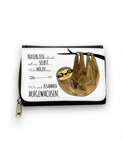 Geldbörse Faultier auf Baum mit Spruch natürlich rede ich mit mir selbst… Wallet sloth on tree with saying of course i talk to myself… gk084