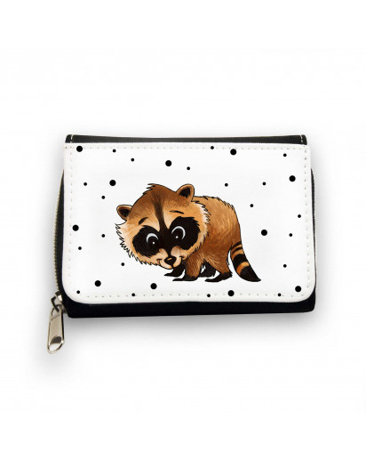 Geldbörse Brieftasche Portemonnaie Waschbär mit Punkten wallet purse billford raccoon with dots gk080