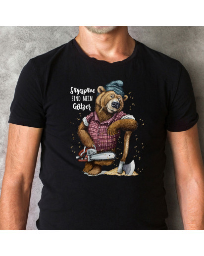 Herren T-Shirt mit Bär Bärchen Bear Spruch Sägespäne sind mein Glitzer Shirt schwarz in 4 Größen hs15