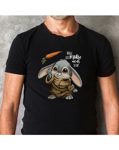Herren T-Shirt mit Hase Häschen Bunny Spruch Möge die Möhre mit dir sein Shirt schwarz in 4 Größen hs16