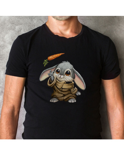 Herren T-Shirt mit Hase Häschen Bunny mit Möhre Shirt schwarz in 4 Größen hs17
