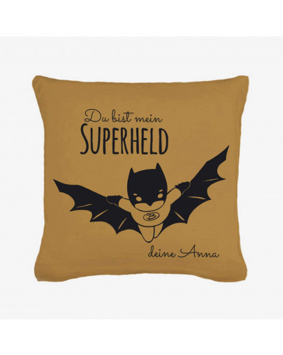 Kissen mit Superheld und Spruch du bist mein Superheld inklusive Füllung Pillow with superhero and saying "you are my superhero" including filling