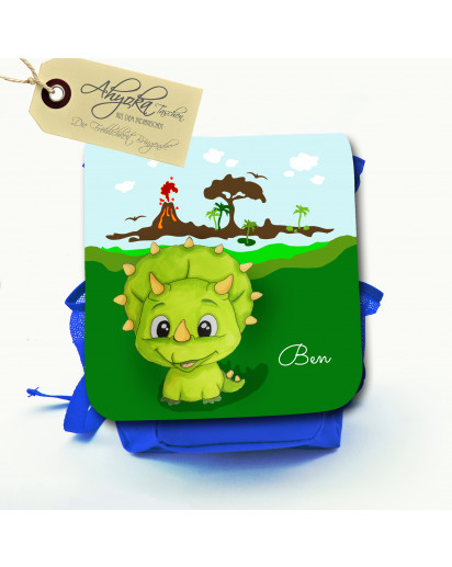 Hauptbild Rucksack Kinderrucksack Kindergartentasche Kindertasche Tasche Dinosaurier Karli mit Wunschnamen kids backpack kindergarden bag child bag dinosaur Karli with desired name kgn027