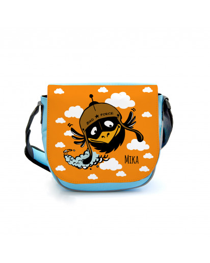 Kindergartentasche Kindertasche Tasche Vogel Rabe mit Wolken und Wunschnamen Kindergarten bag children bag bird raven with clouds and desired name kgt08