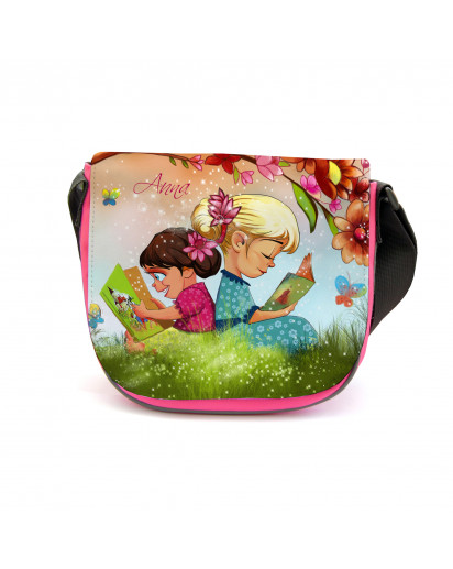 Kindergartentasche Kindertasche Tasche Kinder auf Wiese unter Baum mit Blumen Blüten Schmetterlingen und Wunschnamen kindergarten Bag children bag bag children on meadow under tree with flowers blossoms butterflies and desirable name kgt10