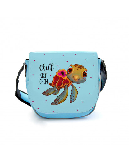 Kindergartentasche Schildkröte mit Spruch Chillkrötchen Chill Kröte Tasche blau Kindertasche Wunschname kgt42