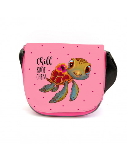 Kindergartentasche Schildkröte mit Spruch Chillkrötchen Chill Kröte Tasche rosa Kindertasche Wunschname kgt43