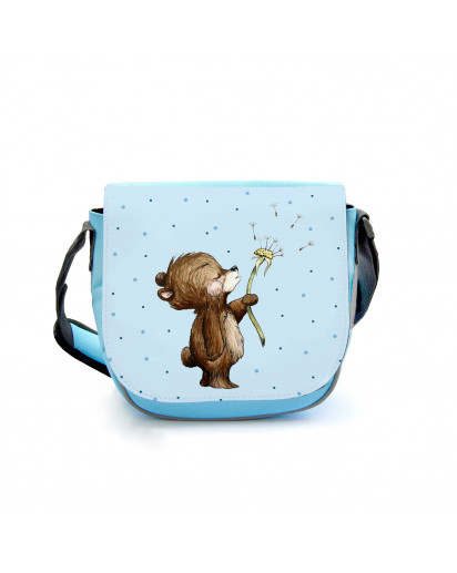 Kindergartentasche Bär Bärchen mit Pusteblume blau Kindertasche Wunschname kgt46