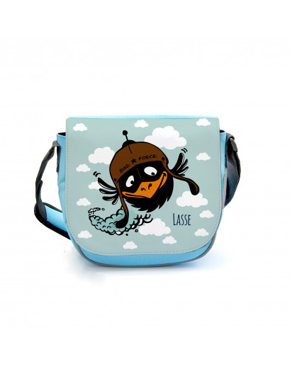 Kindergartentasche Kindertasche Tasche Vogel mit Wolken und Wunschnamen kgt08 Kindergarten Bag children bag bag bird with clouds and desired name kgt08