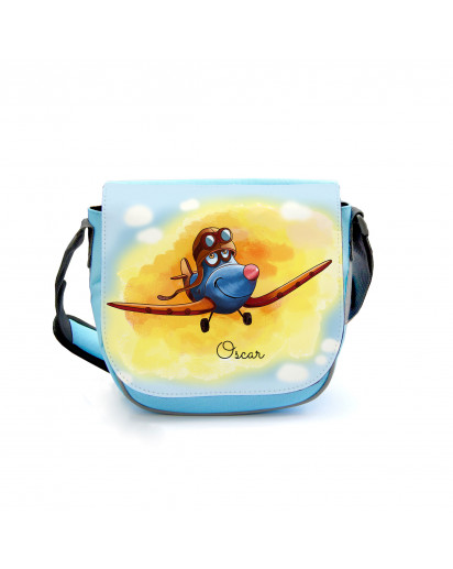 Kindergartentasche Kindertasche Umhängetasche Schultertasche Tasche Flugzeug im Sommerabend mit Wunschnamen kindergarten bag children bag shoulder bag airplane in summer evening with custom name kgt24