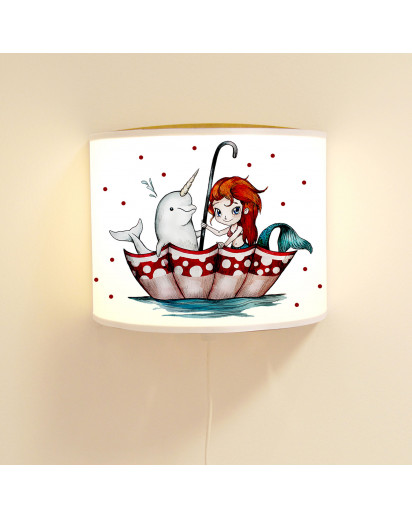 Wandlampe Wandleuchte Lese Schlummerlampe Und Nachtlicht Lampe Nixe Meerjungfrau Mit Einhorndelfin Und Punkte Ls75 Wandtattoos Elfentur Tassen
