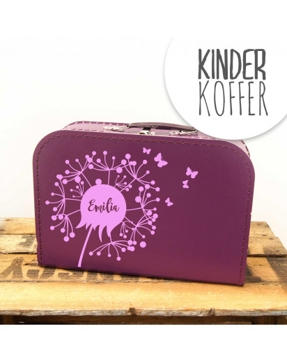 Kinderkoffer Koffer Pusteblume mit Schmetterlingen lila kos8a