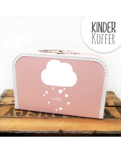 Kinderkoffer Koffer Wolke mit Herzen und Wunschname rosa kos4c