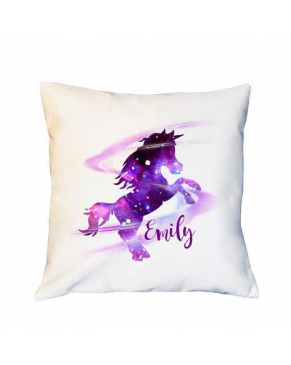 Kissen Motiv mit galaktisches Einhorn Galaxie inkl Füllung Wunschnamen Name Dekokissen Zierkissen Motivkissen bedruckt ks254