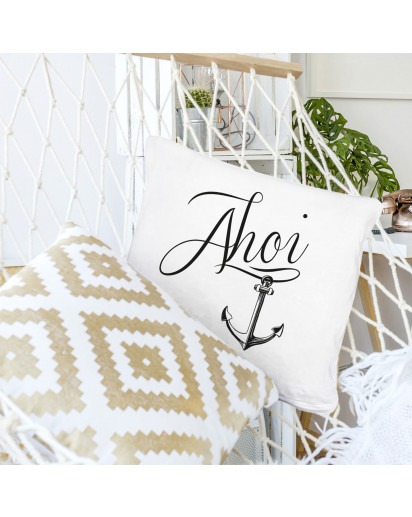 Kissen Dekokissen Sofakissen Maritim mit Anker und Spruch Ahoi inklusive Füllung Throw pillow decor pillow maritime with anchor and quote saying ahoi including filling ks55_H.jpg