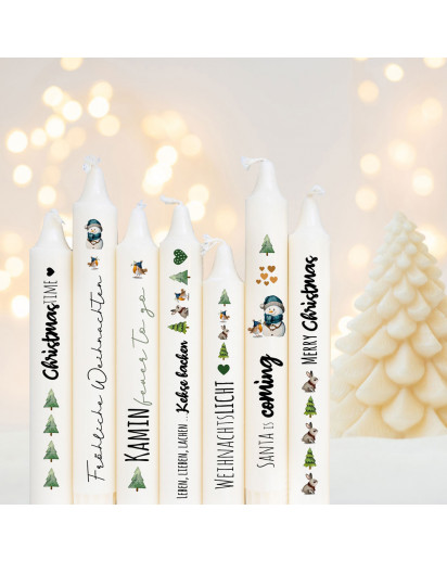 Kerzensticker Kerzentattoos Tattoofolie Weihnachten Christmas Advent Adventskerzen für Kerzen oder Keramik A4 Bogen DIY Stickerbogen für bis zu 40 Kerzen kst21