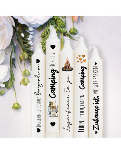 Kerzensticker Kerzentattoos Tattoofolie Camping Wohnwagen Lagerfeuer to go für Kerzen oder Keramik A4 Bogen DIY Stickerbogen kst3